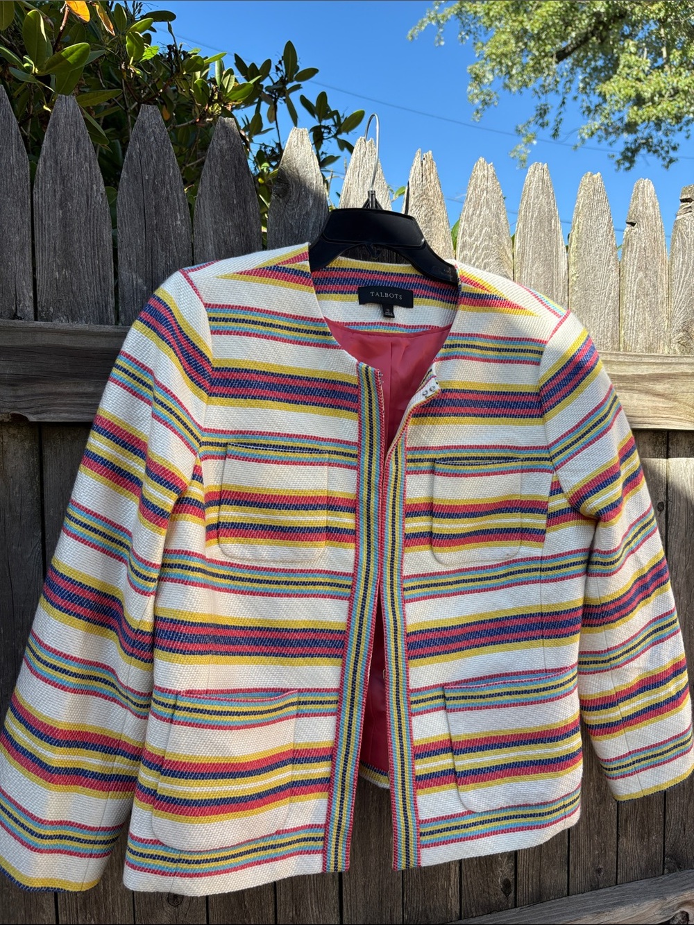 Talbots size 12 gorgeous striped cotton blazer!